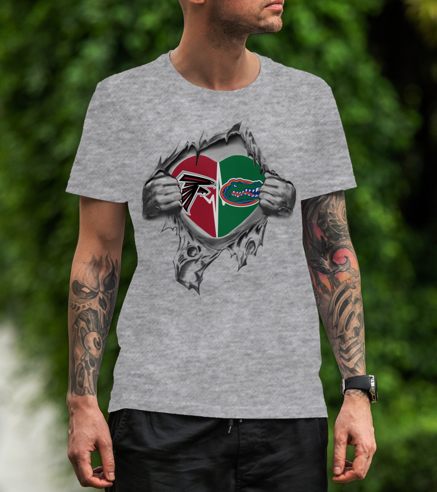 Atlanta Falcons Florida Gators Heart Logo Fusion T-Shirt