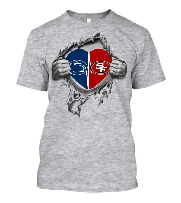 49ers San Francisco Heart Penn State Nittany Lions Logos T-Shirt