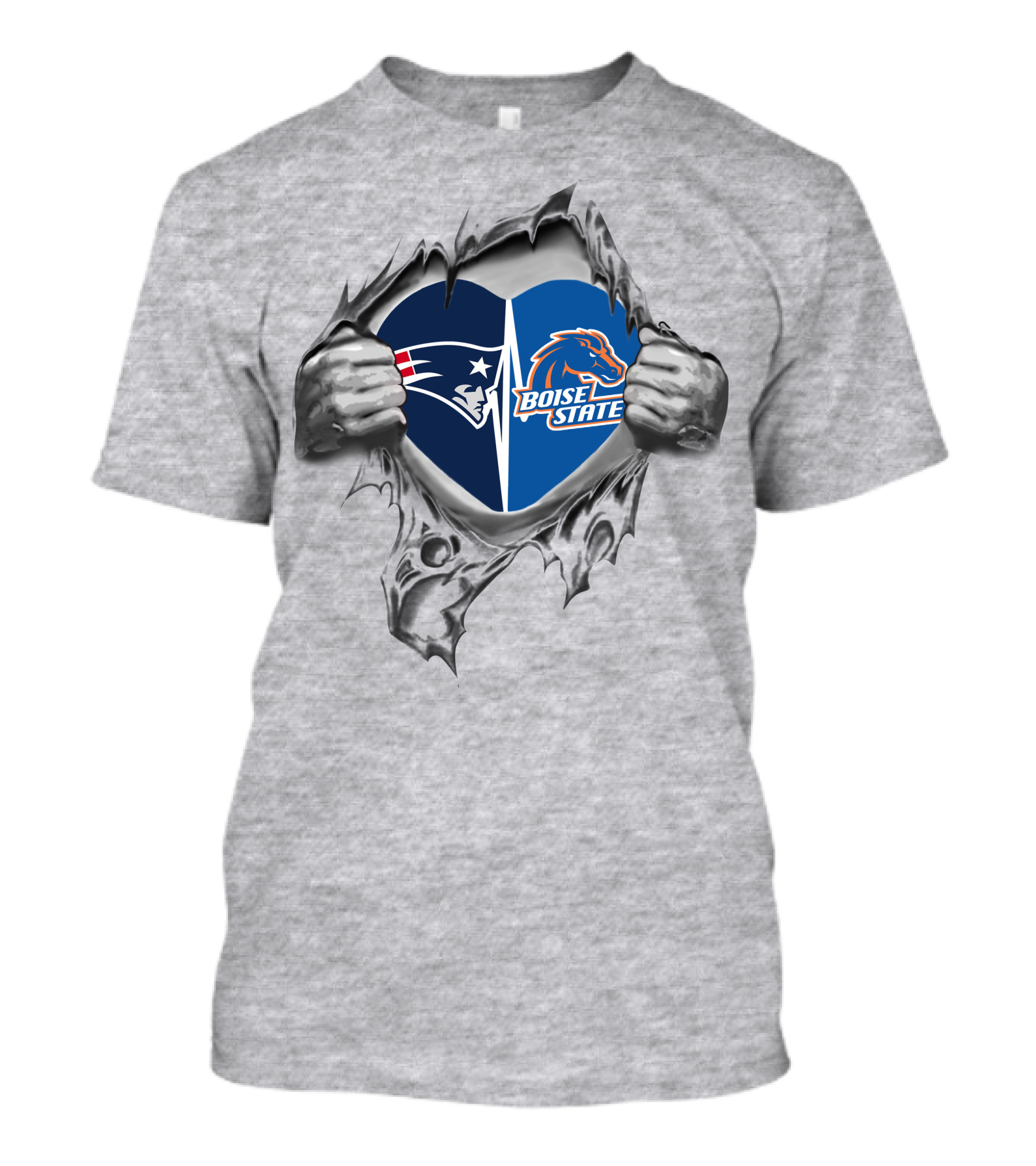 Patriots Boise State Heart Split T-Shirt