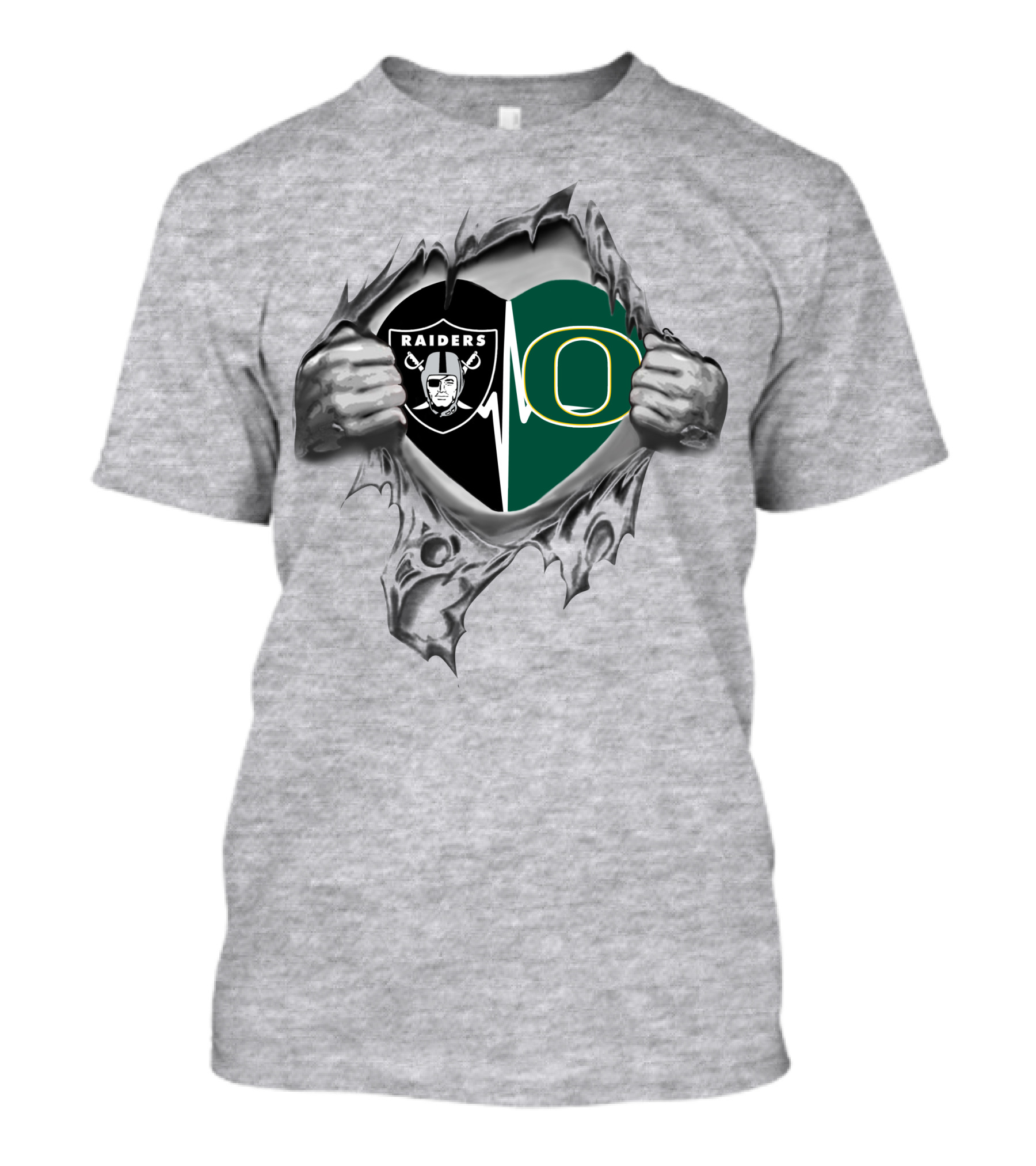 Raiders Oregon Ducks Heartbeat Passion Fan T-Shirt