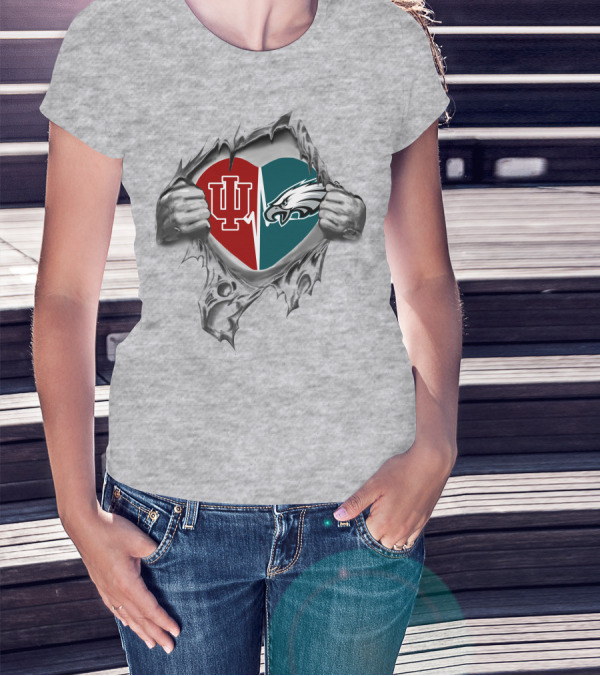 Eagles Indiana University Hoosiers Split Heart T-Shirt