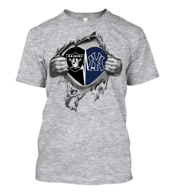 Raiders Yankees Heart Torn Open T-Shirt