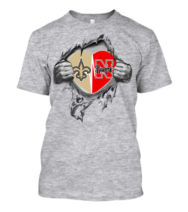 Saints Huskers Heart Logo Burst T-Shirt