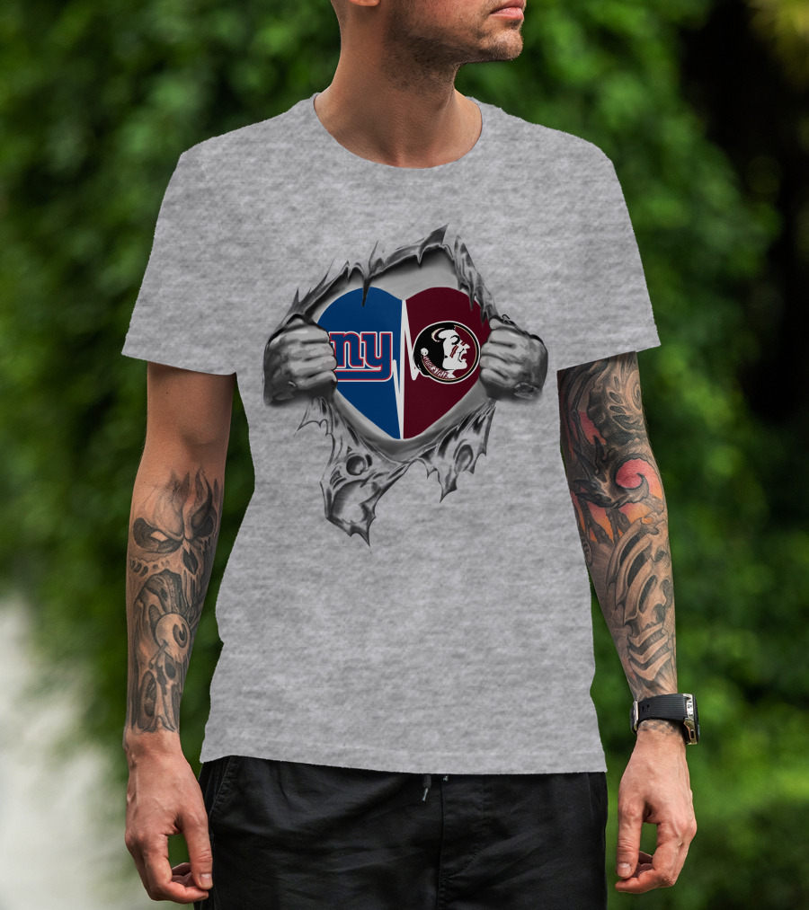 New York Giants And Florida State Seminoles It's In My Heart T-Shirt