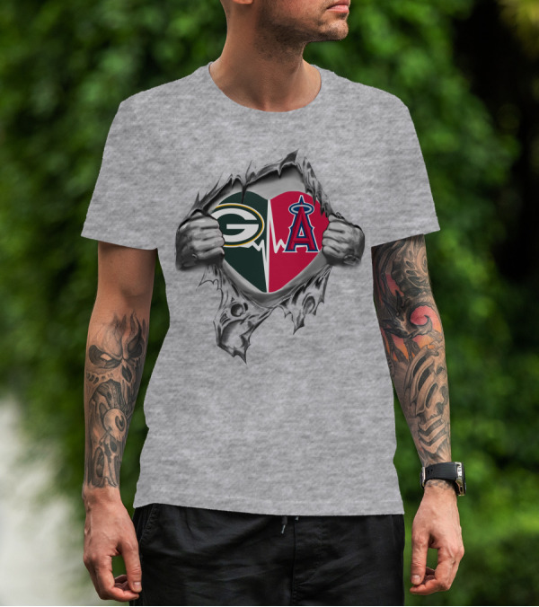 Green Bay Packers Los Angeles Angels Heartbeat Split T-Shirt