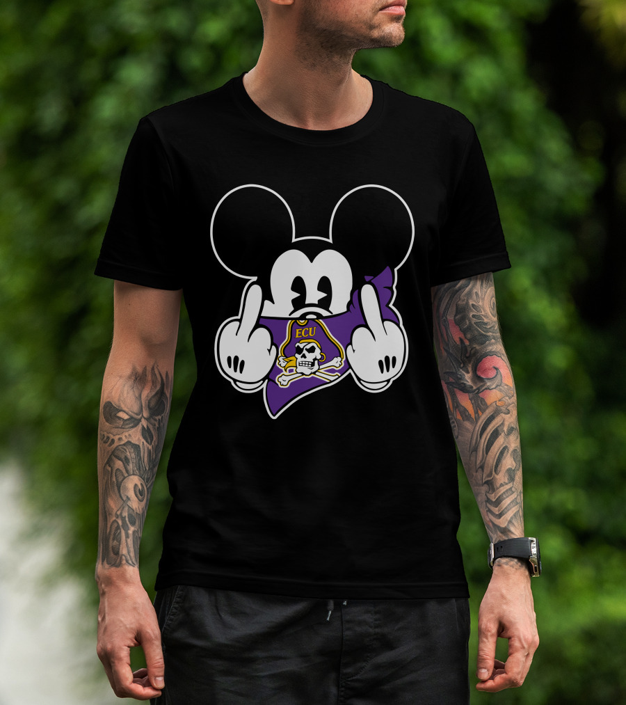 Ecu Pirates Mickey Middle Finger T-Shirt