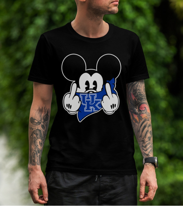 Kentucky Wildcats Mickey Middle Finger Gesture UK T-Shirt