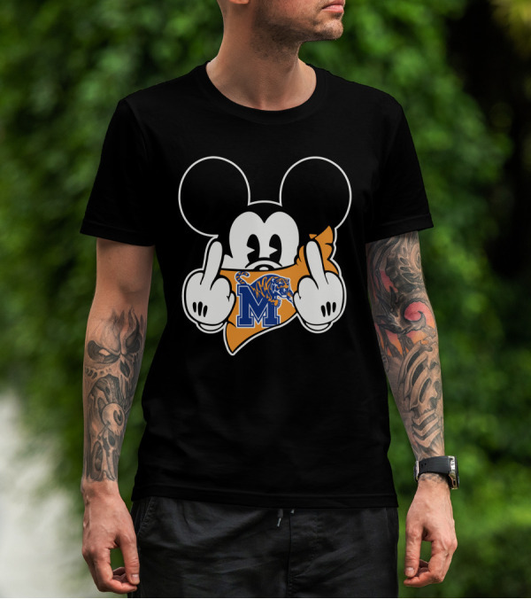 Memphis Tigers Mickey Mouse Logo Bandana Gesture T-Shirt