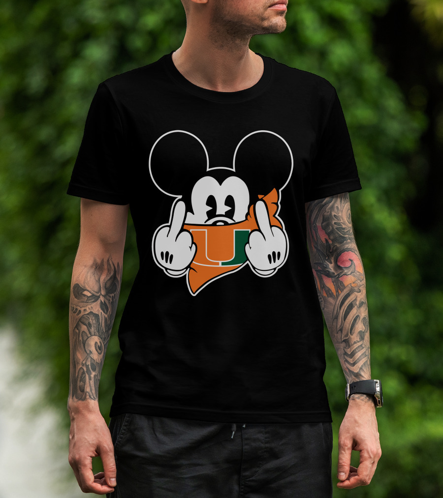 Miami Hurricanes Mickey Mouse U Hand Gesture T-Shirt