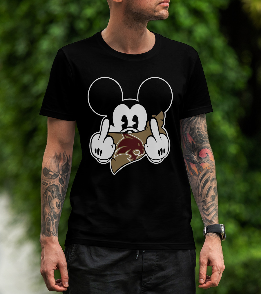 Texas State Bobcats Mickey Middle Finger T-Shirt