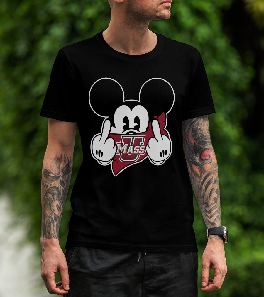 Umass Minutemen Mickey Middle Finger Gesture T-Shirt