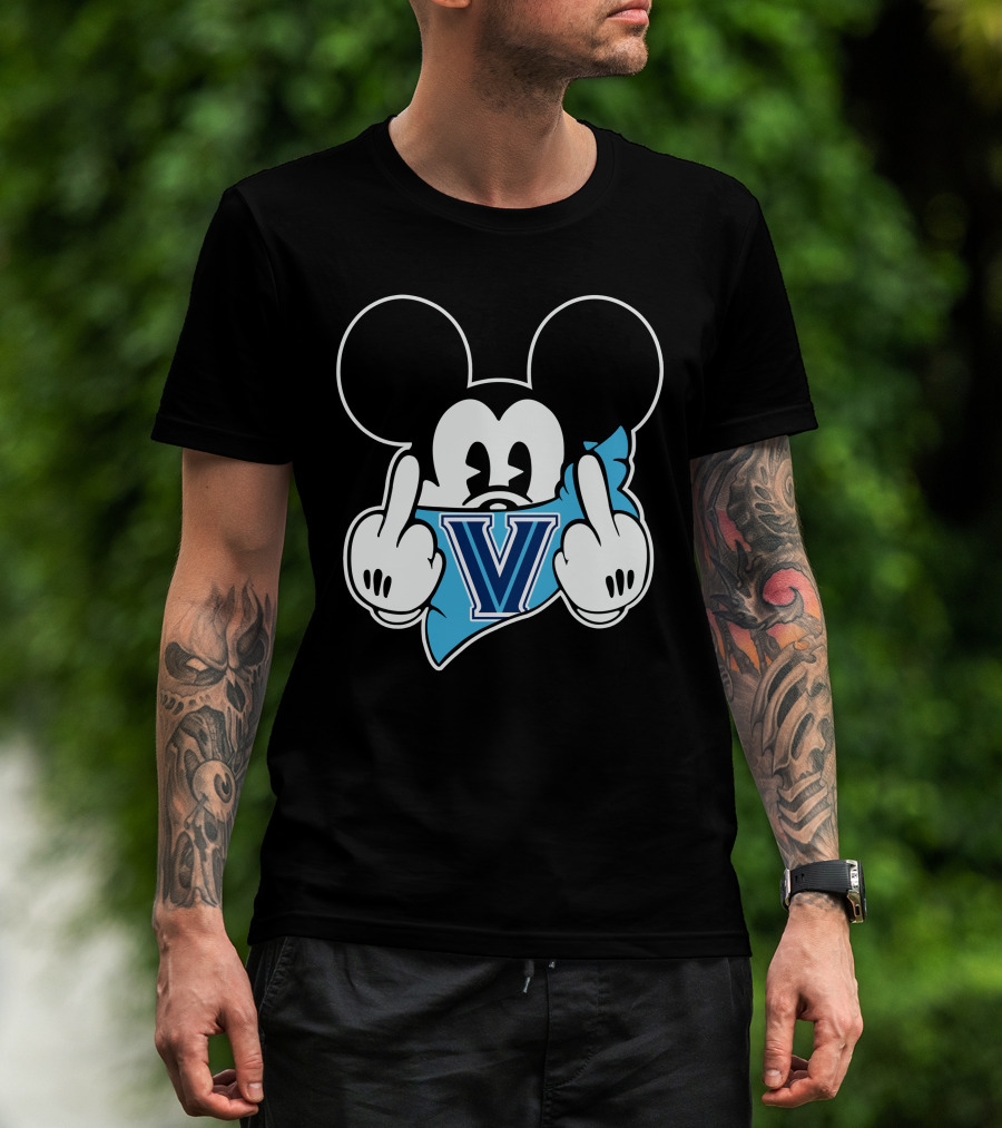 Mickey Villanova Wildcats Logo Middle Finger T-Shirt