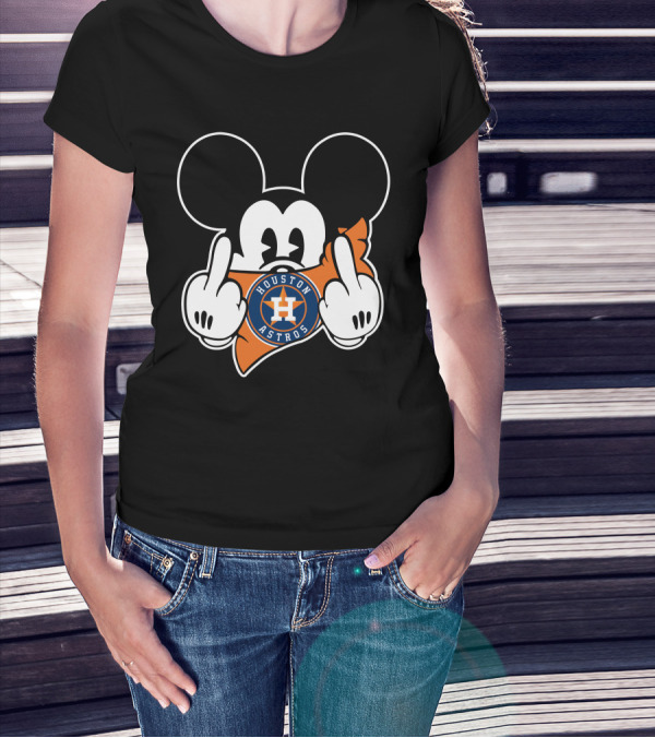 Houston Astros Mickey Icon With Bold Gesture T-Shirt