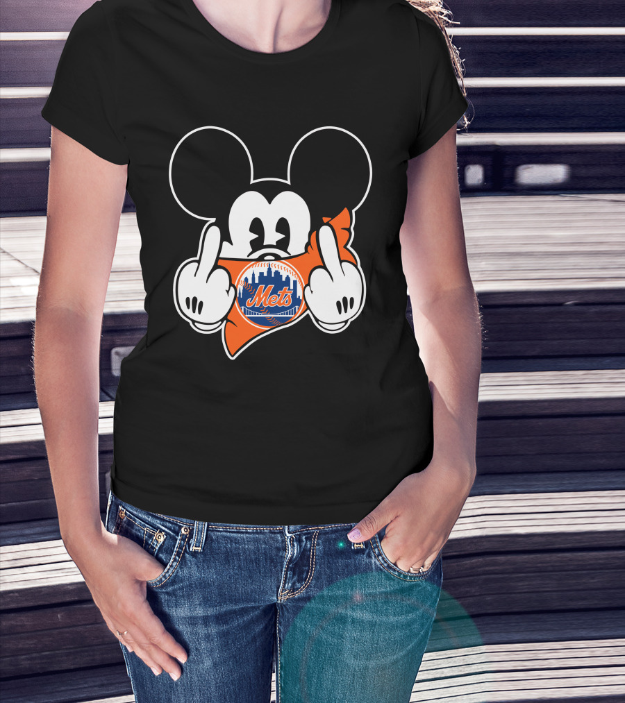Mets Mickey Mouse Gesture Baseball Team T-Shirt