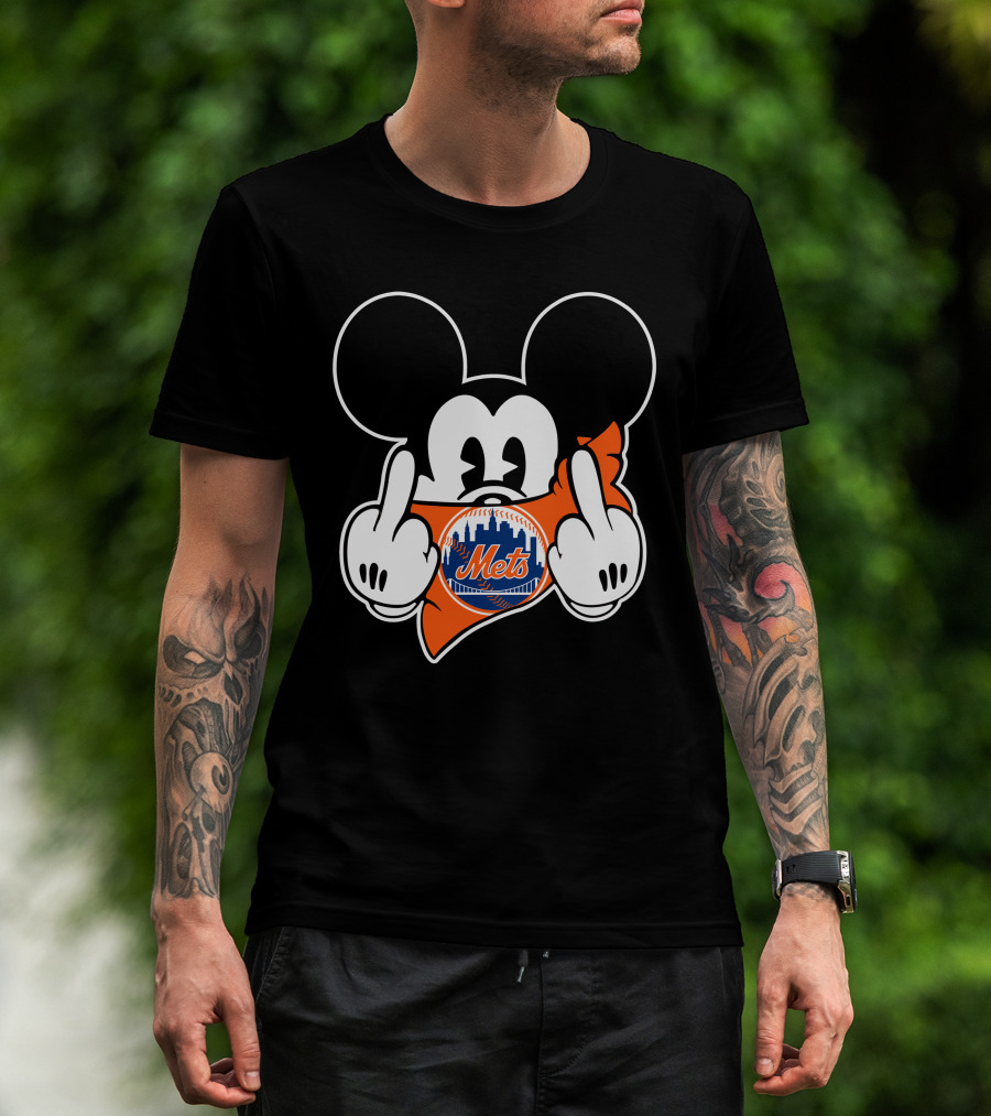 Mets Mickey Mouse Gesture Baseball Team T-Shirt