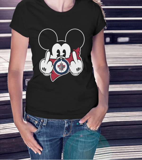 Mickey Mouse Jets Hockey Middle Finger T-Shirt