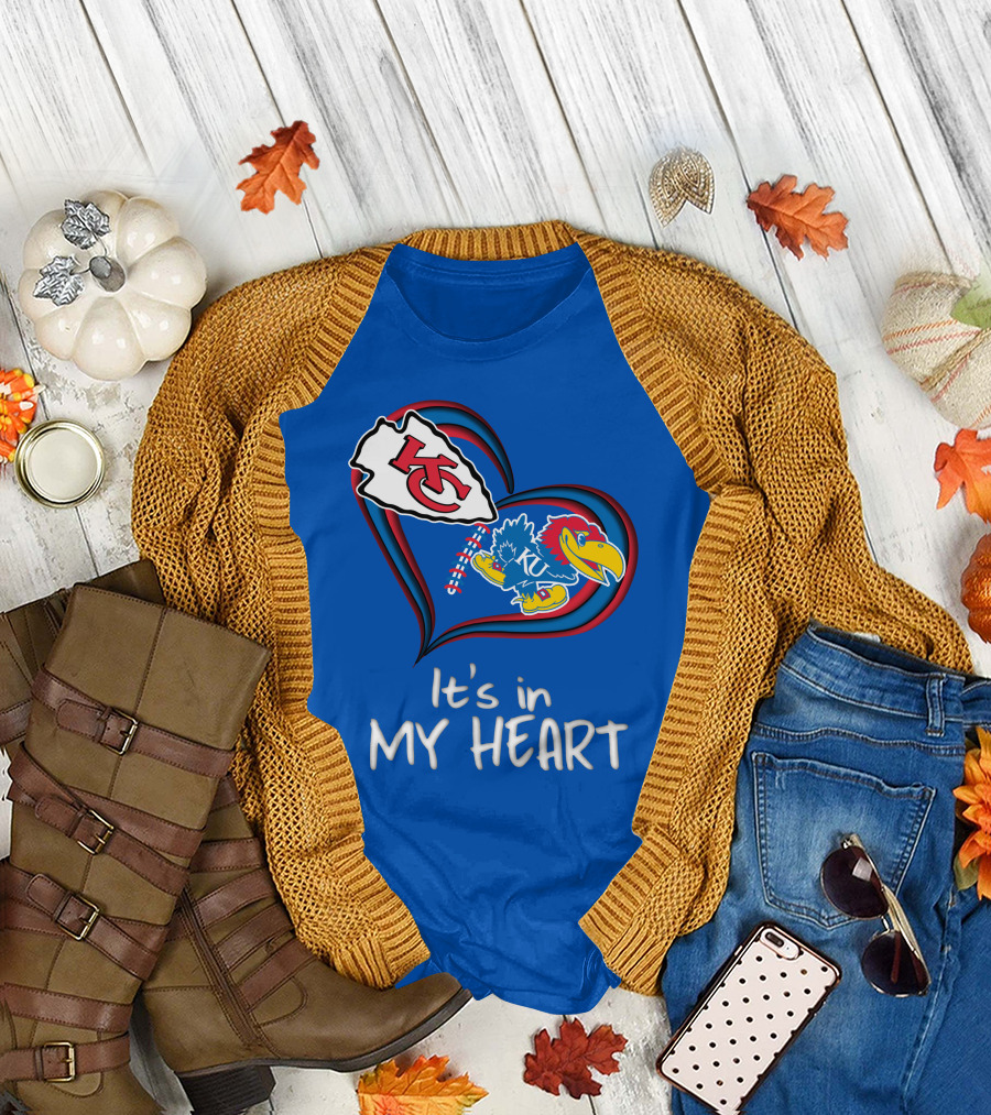 Kansas City Chiefs and Kansas Jayhawks It's in My Heart T-Shirt