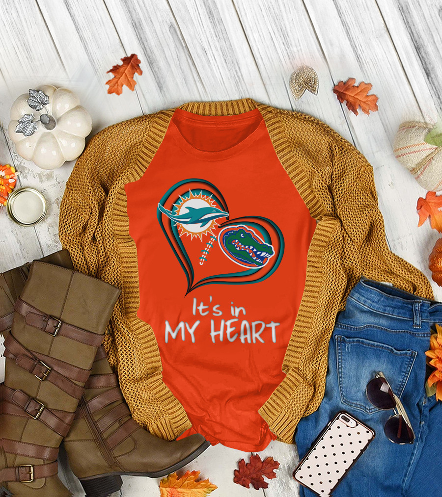 Miami Dolphins Florida Gators It's in My Heart T-Shirt