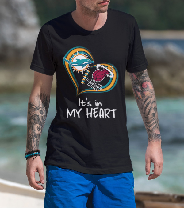 Miami Dolphins And Heat It's In My Heart T-Shirt