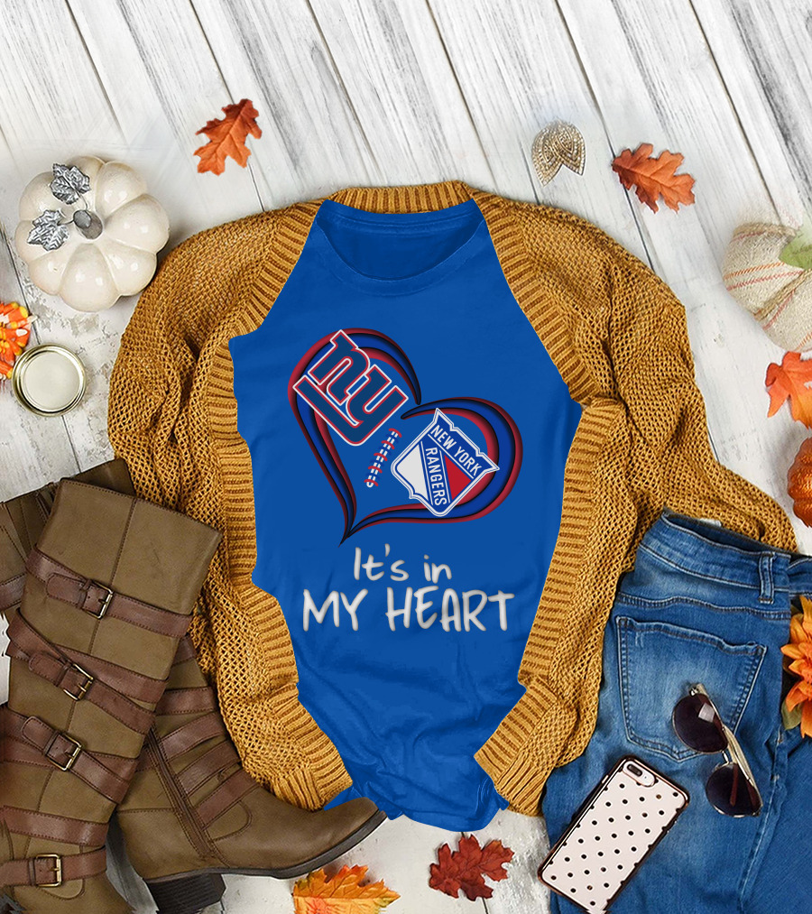 New York Giants and Rangers It's in My Heart T-Shirt