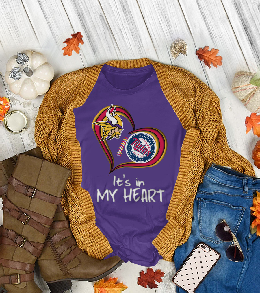 Minnesota Vikings Twins Baseball Club It's In My Heart T-Shirt