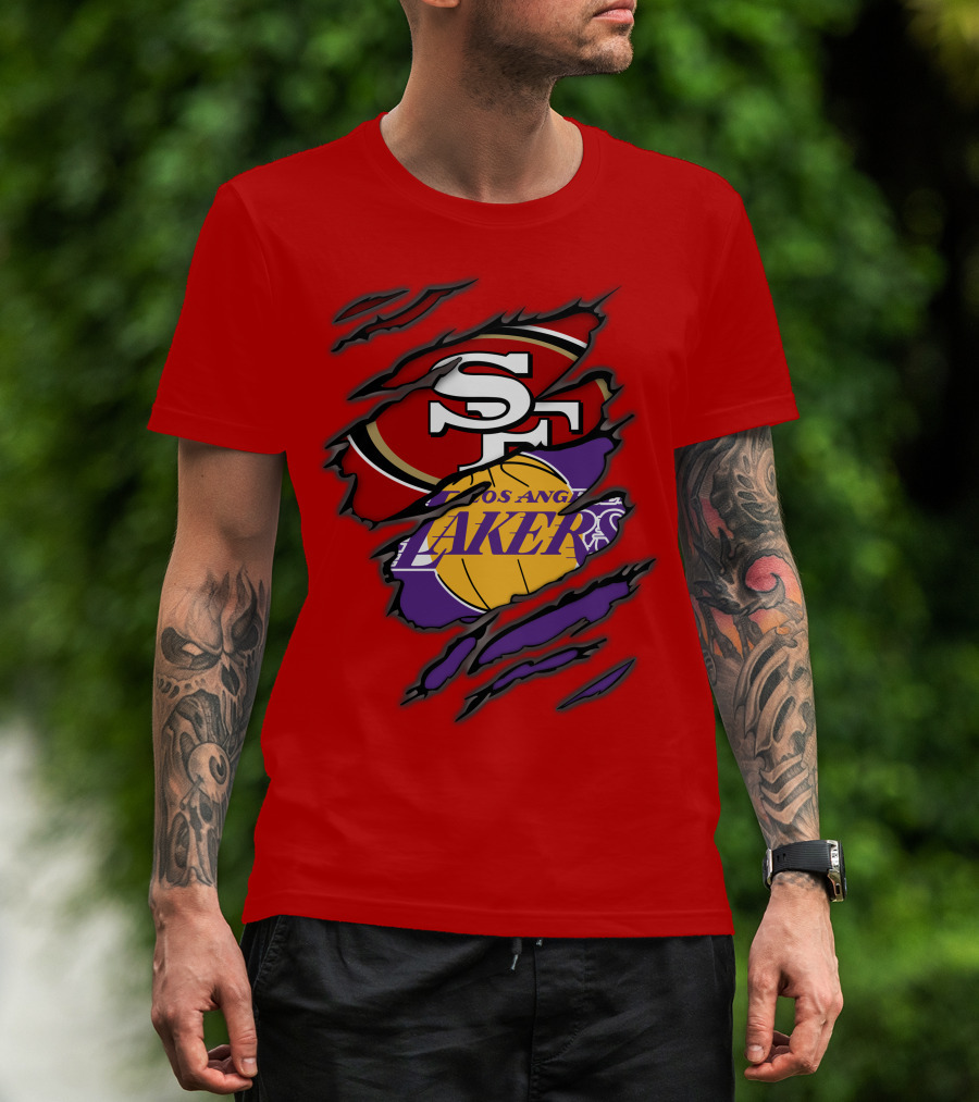 San Francisco 49ers And Los Angeles Lakers Fan T-Shirt