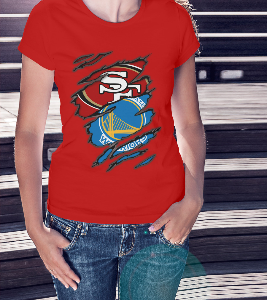 San Francisco 49ers Golden State Warriors Logos T-Shirt