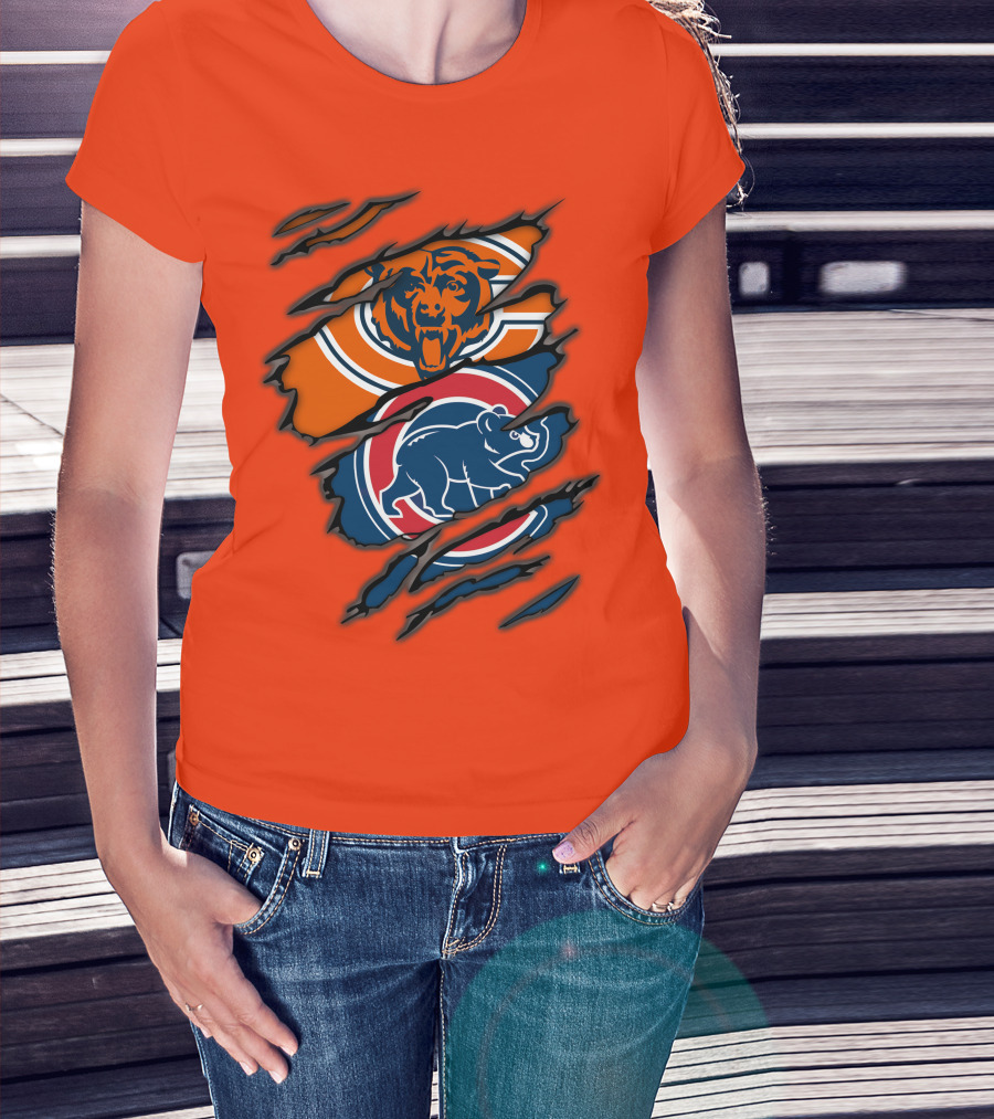 Chicago Bears Cubs Logos Fusion T-Shirt