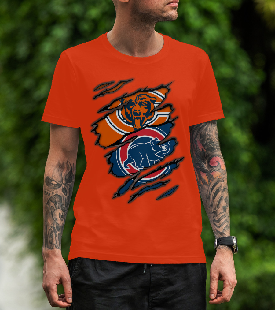 Chicago Bears Cubs Logos Fusion T-Shirt