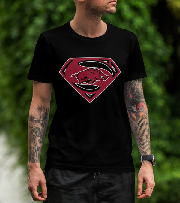 Arkansas Razorbacks Superman Logo Emblem T-Shirt