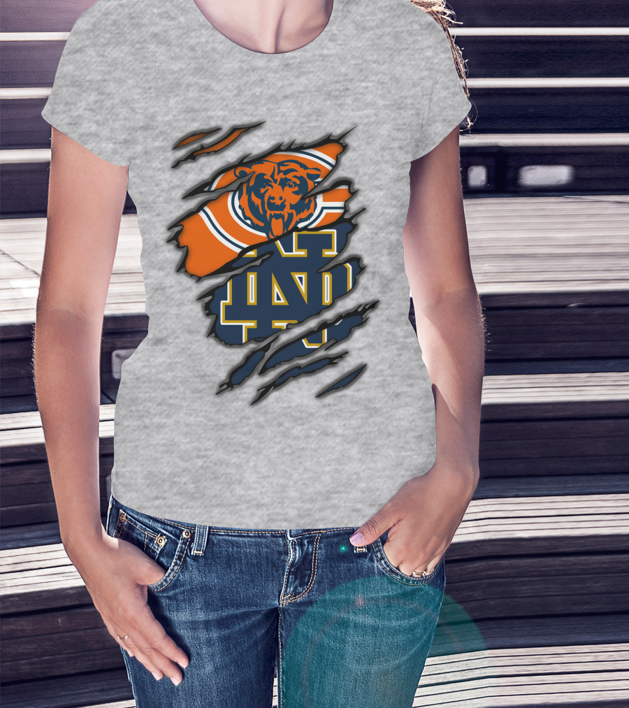 Chicago Bears Notre Dame Fighting Irish Crossover T-Shirt