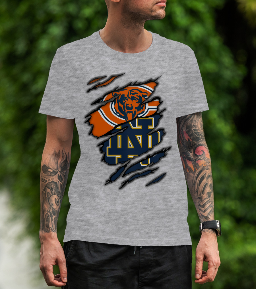 Chicago Bears Notre Dame Fighting Irish Crossover T-Shirt
