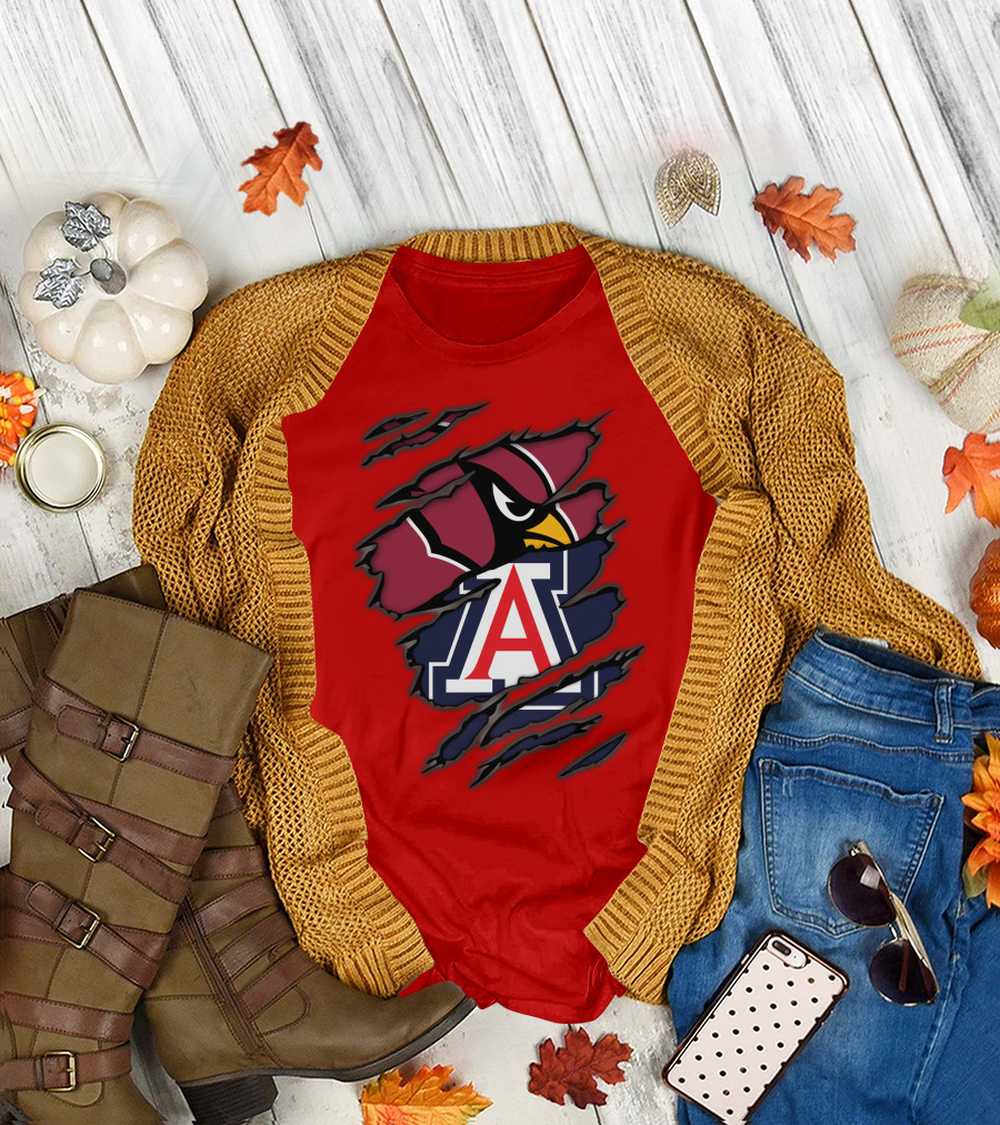 Arizona Cardinals University Wildcats Logo Fusion T-Shirt