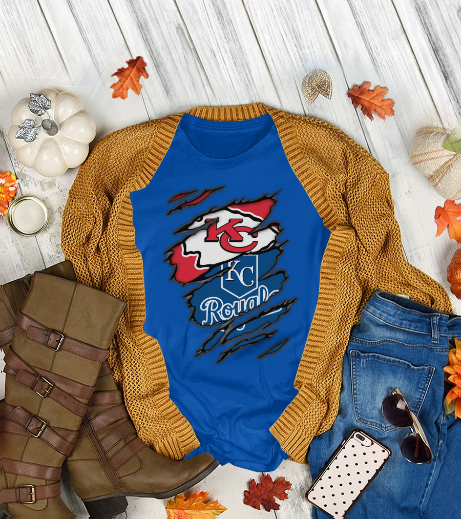 Kansas City Chiefs Royals KC Logo Mashup T-Shirt