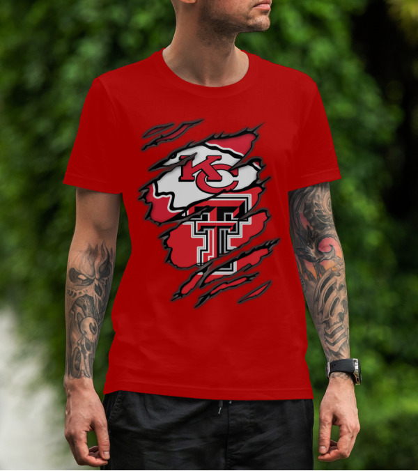 Kansas City Chiefs Texas Tech Red Raiders Logo Fusion T-Shirt
