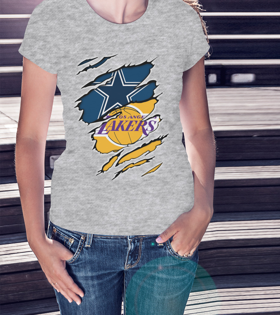 Dallas Cowboys Los Angeles Lakers Logo Mashup T-Shirt