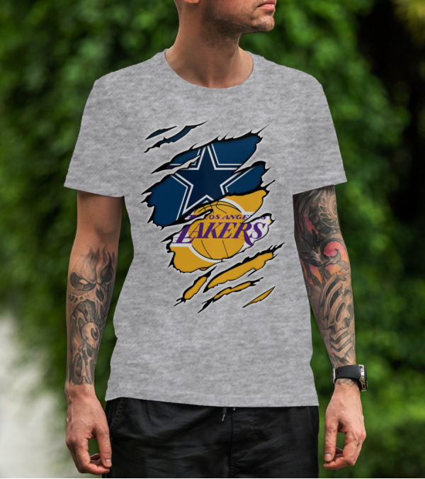 Dallas Cowboys Los Angeles Lakers Logo Mashup T-Shirt