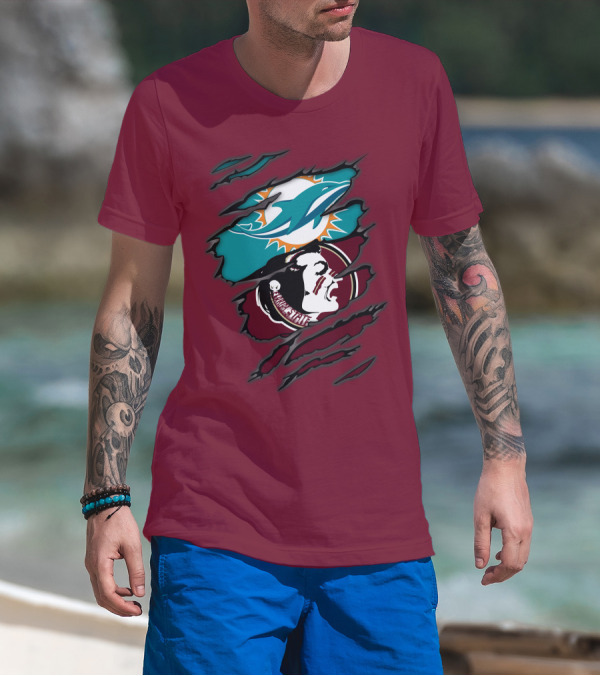 Miami Dolphins Florida State Seminoles Logo Mashup T-Shirt