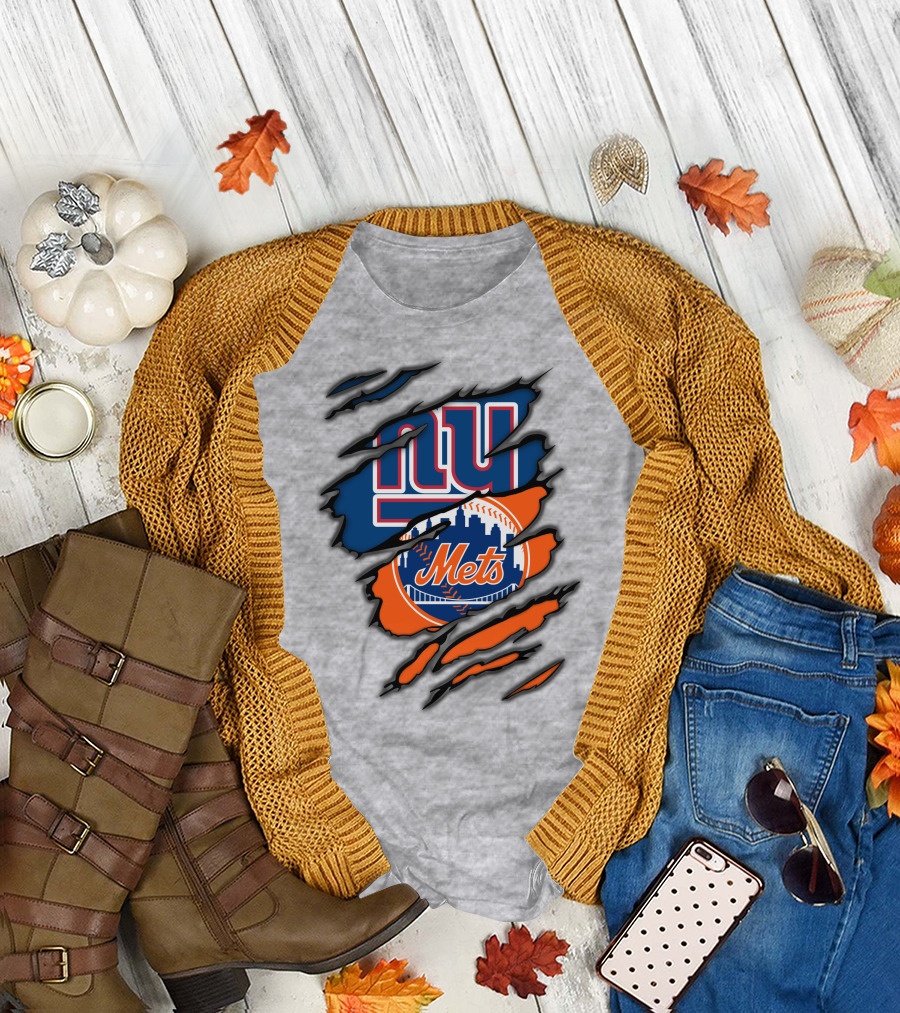 New York Giants Mets Crossover Claw Marks T-Shirt
