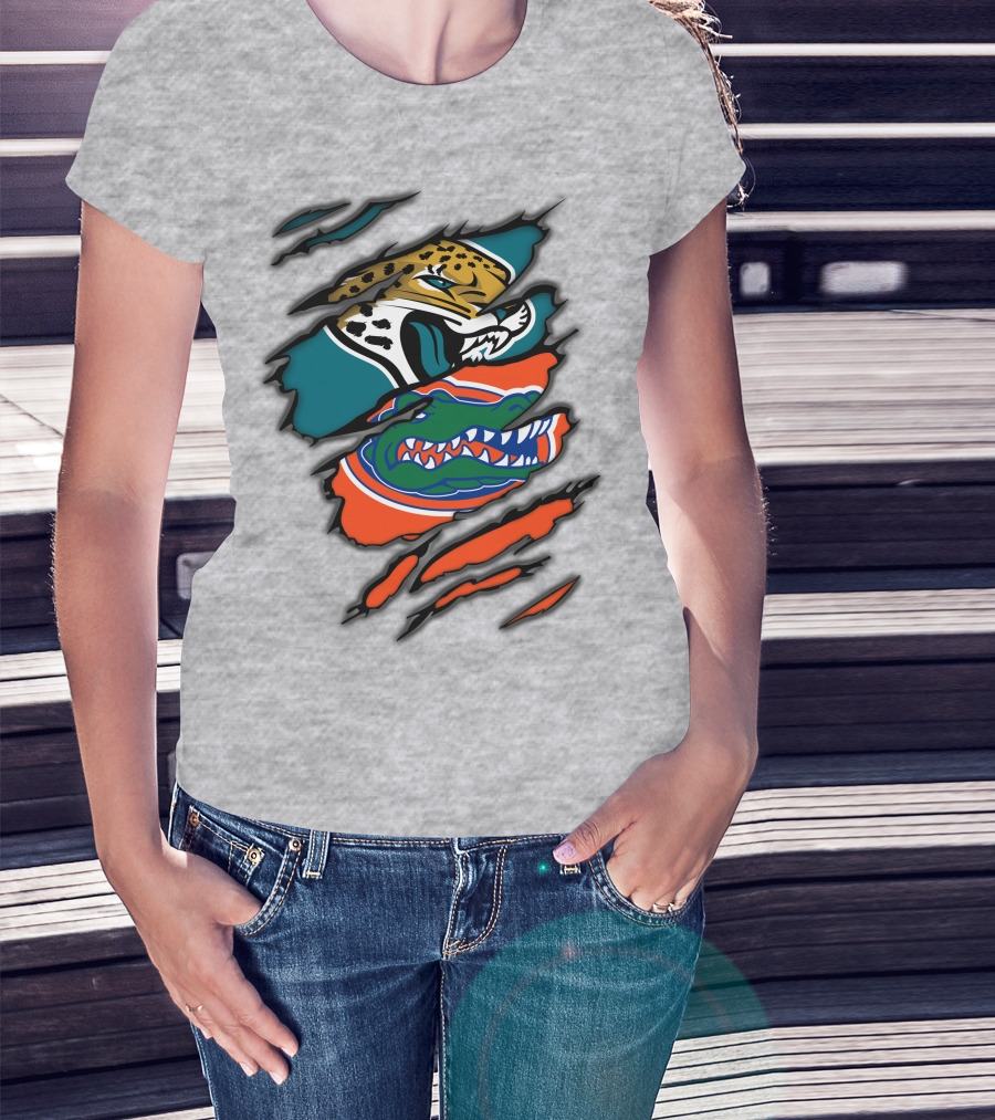 Jacksonville Jaguars Florida Gators Crossover Fan Gear Duo Team Spirit T-Shirt
