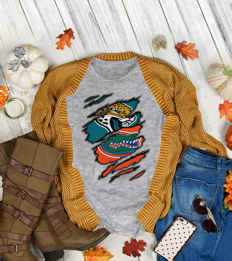 Jacksonville Jaguars Florida Gators Crossover Fan Gear Duo Team Spirit T-Shirt
