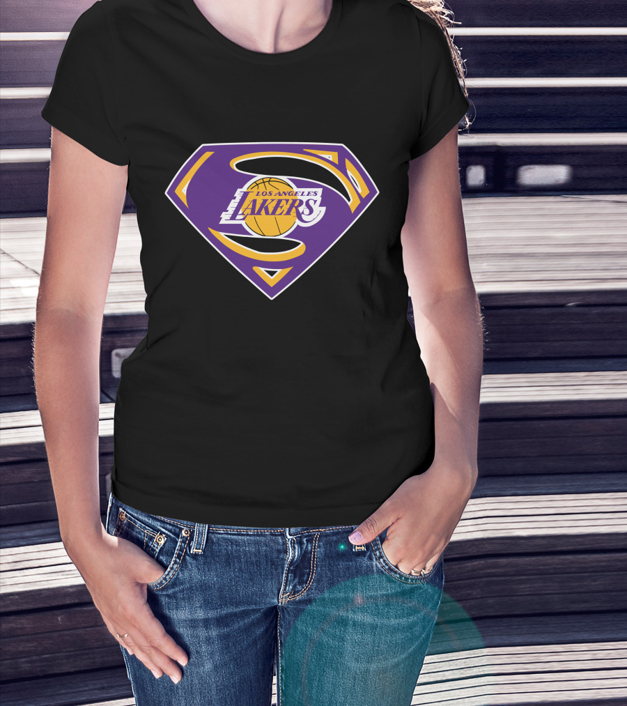 Los Angeles Lakers Purple Superman Shield T-Shirt