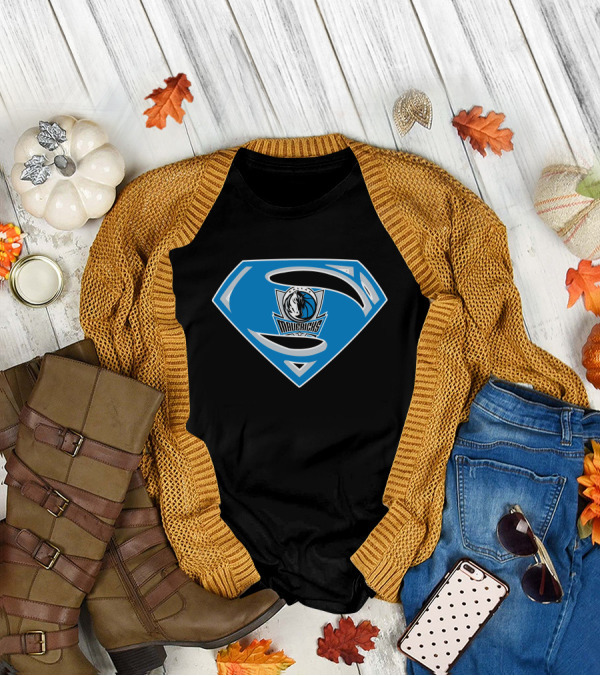 Superman Mavericks Logo With Dallas Mavericks NBA T-Shirt
