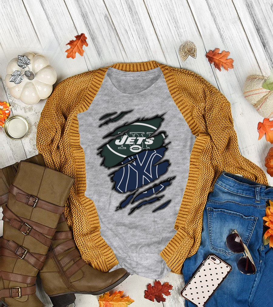 Jets Yankees Ny Football Baseball Logos T-Shirt