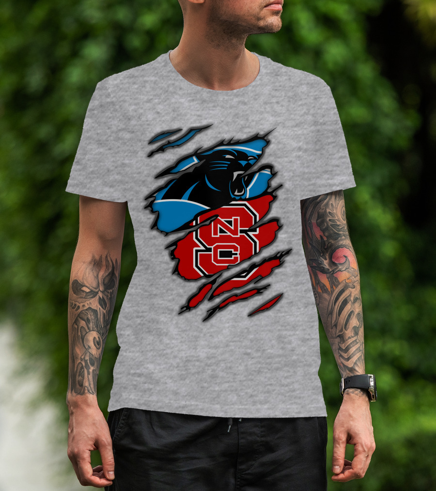 Carolina Panthers Nc State Wolfpack Claw Mark Logo Mashup T-Shirt