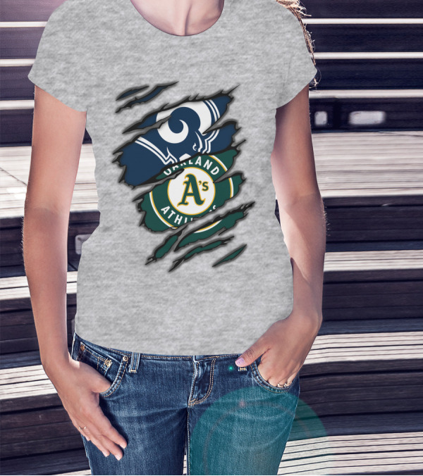 Rams Oakland Athletics Dual Fan Torn Layers T-Shirt