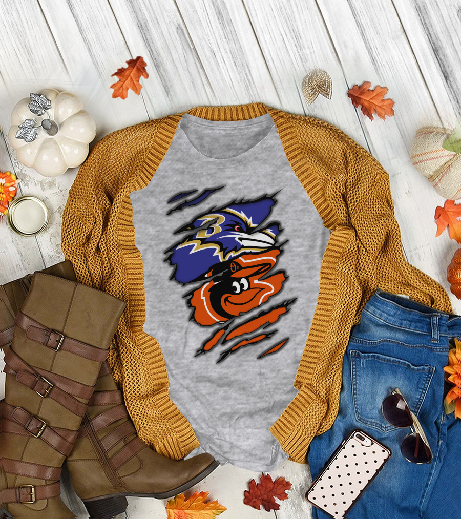Baltimore Ravens Orioles Logo Mashup T-Shirt