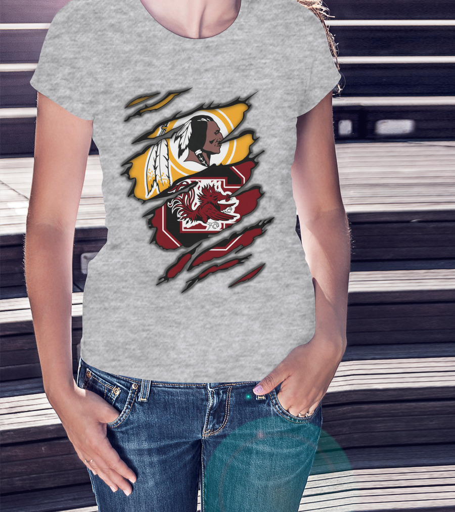 Redskins South Carolina Gamecocks Logo Mashup T-Shirt