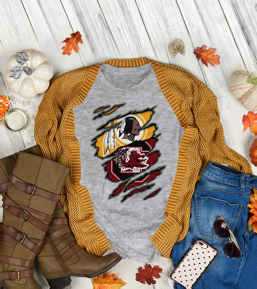 Redskins South Carolina Gamecocks Logo Mashup T-Shirt