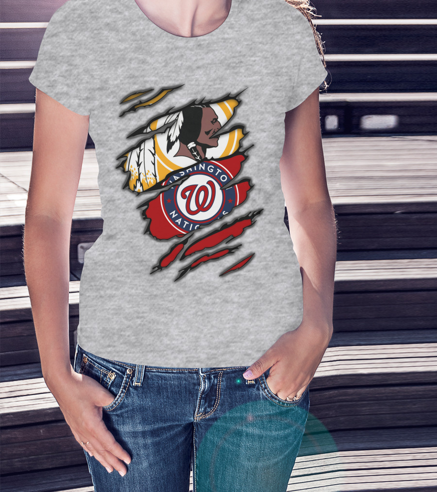 Washington Redskins And Washington Nationals Logo Mashup T-Shirt